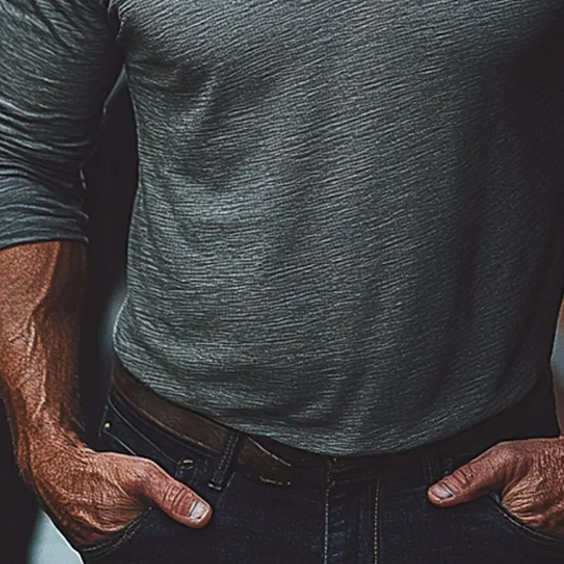 Men's Cotton Blend V-Neck Long Sleeve T-Shirt 26276507X sold by Manly product image thumbnail 4