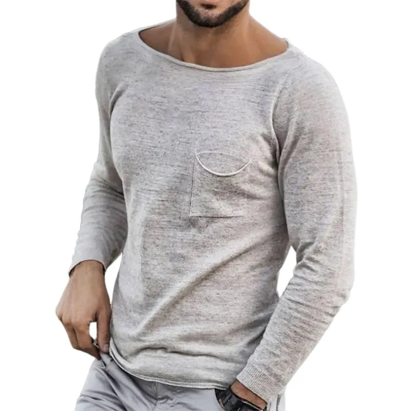 Men's Casual Round Neck Long Sleeve T-shirt 62217331U sold by Manly