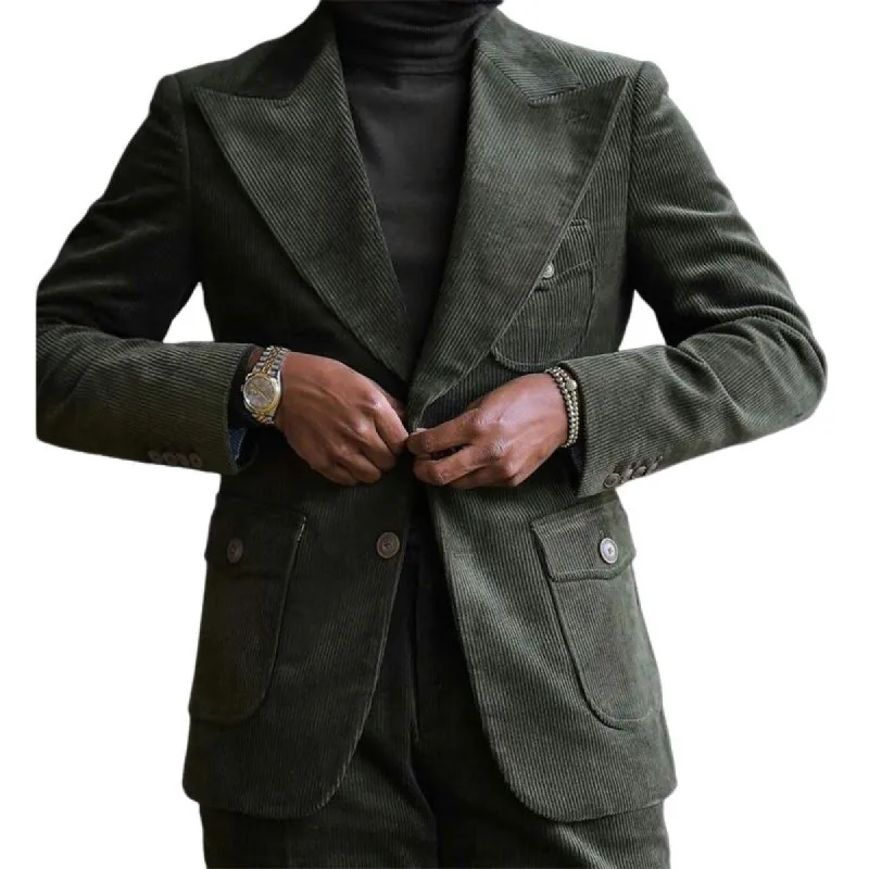 Men's Vintage Army Green Corduroy Blazer 52028714U sold by Manly