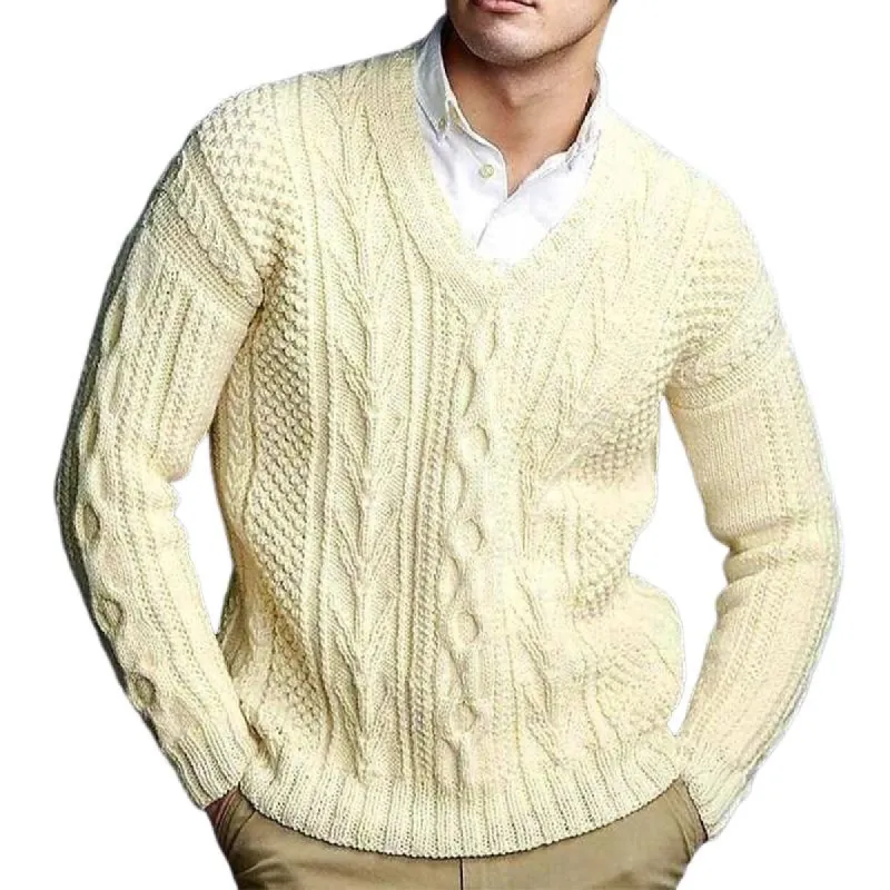 Men's V-neck Jacquard Knitted Sweater 80462338U sold by Manly
