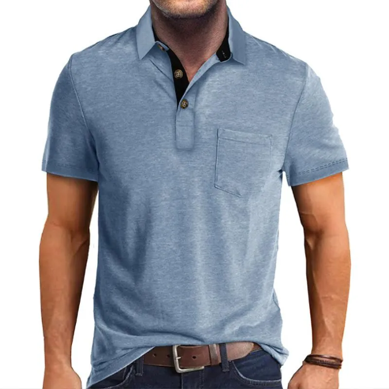 Men's Polo Panel Collar Short Sleeve T-Shirt 97949768U sold by Manly
