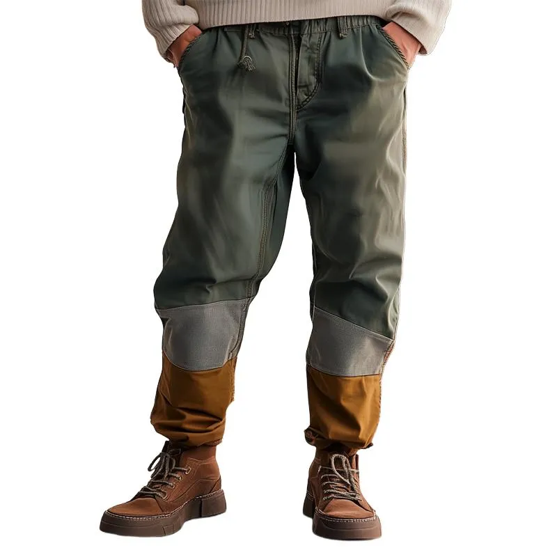 Men's Fashion Patchwork Elastic Waist Cargo Pants 14115235Z sold by Manly