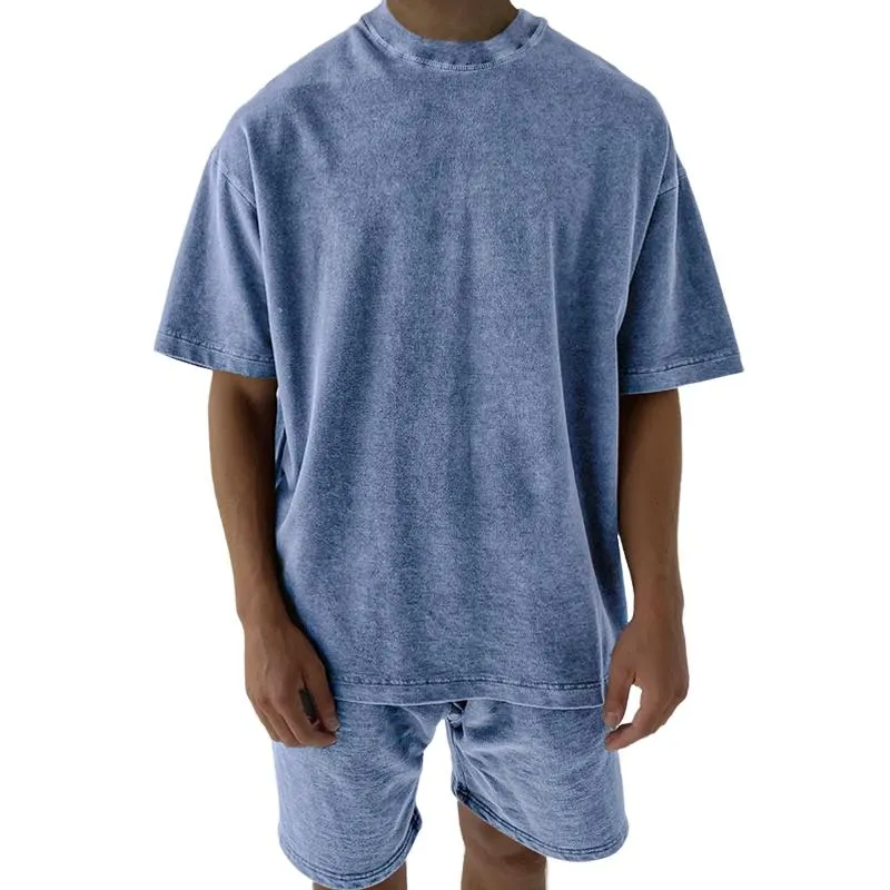 Men's Fashion Solid Color Round Neck Short Sleeve T-shirt Shorts Casual Set 49830742Z sold by Manly