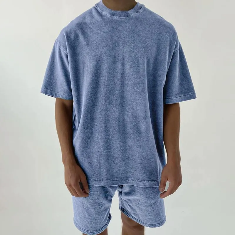 Men's Fashion Solid Color Round Neck Short Sleeve T-shirt Shorts Casual Set 49830742Z sold by Manly product image thumbnail 2