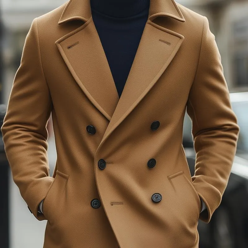 Men's Fashion Solid Lapel Double Breasted Long Coat 87497080Z sold by Manly product image thumbnail 3