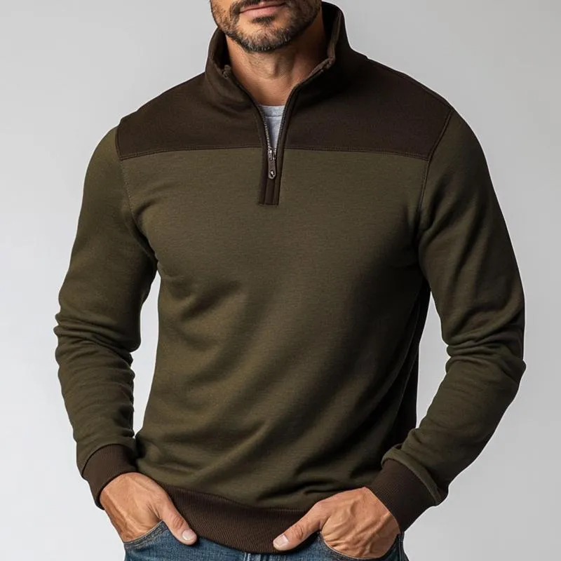 Men's Retro Casual Colorblock Zipper Sweatshirt 77384804TO sold by Manly product image thumbnail 2