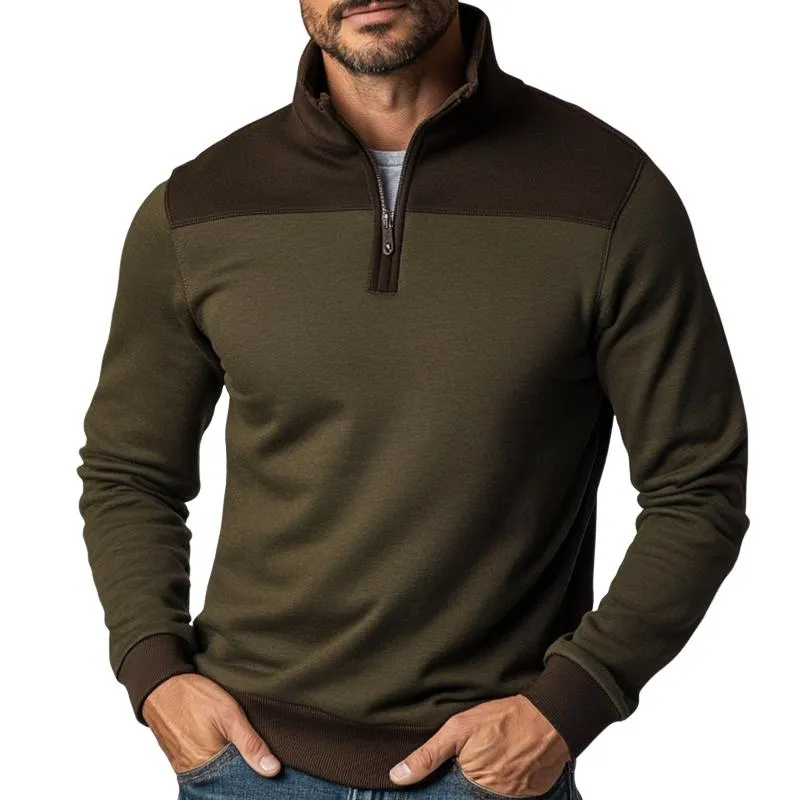 Men's Retro Casual Colorblock Zipper Sweatshirt 77384804TO sold by Manly