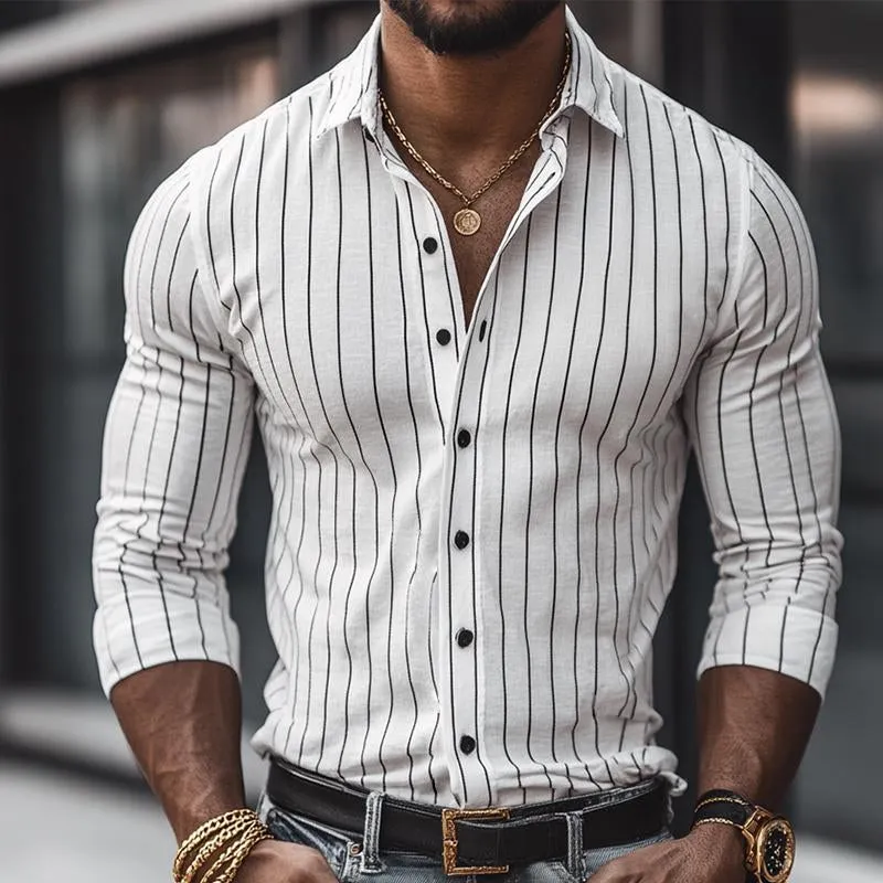 Men's Retro Casual Striped Cotton Linen Long Sleeve Shirt 25562598TO sold by Manly product image thumbnail 2