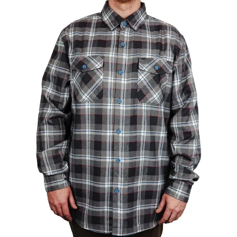 Men's Casual Grey Plaid Lapel Long Sleeve Shirt 91866010F sold by Manly product image thumbnail 4