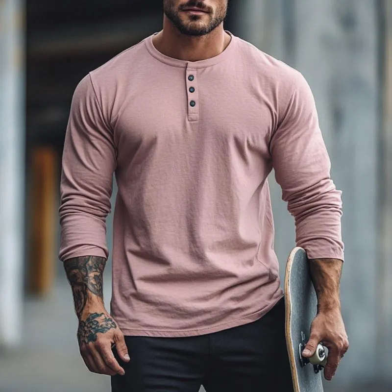 Men's Casual Cotton Henley Collar Slim Fit Long Sleeve T-Shirt 71237161M sold by Manly product image thumbnail 2