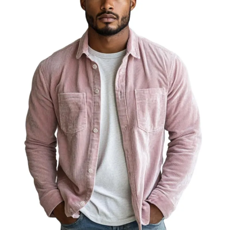 Men's Casual Corduroy Double Chest Pockets Long Sleeve Shirt 42638469Y sold by Manly