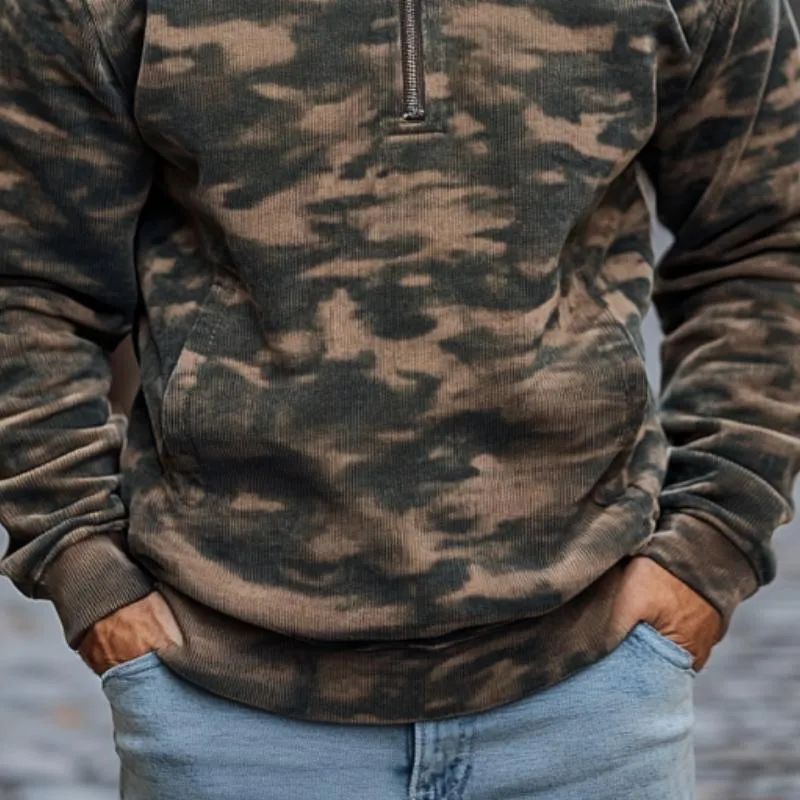 Men's Classic Casual Camouflage Stand Collar Zipper Corduroy Sweatshirt 87458787K sold by Manly product image thumbnail 4