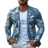 Men's Stylish Casual Denim Print Slim Fit Blazer 25924092K sold by Manly