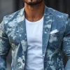 Men's Stylish Casual Denim Print Slim Fit Blazer 25924092K sold by Manly