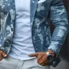 Men's Stylish Casual Denim Print Slim Fit Blazer 25924092K sold by Manly