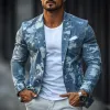 Men's Stylish Casual Denim Print Slim Fit Blazer 25924092K sold by Manly