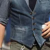 Men's Vintage V-Neck Washed Denim Vest 07818399U sold by Manly