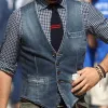 Men's Vintage V-Neck Washed Denim Vest 07818399U sold by Manly