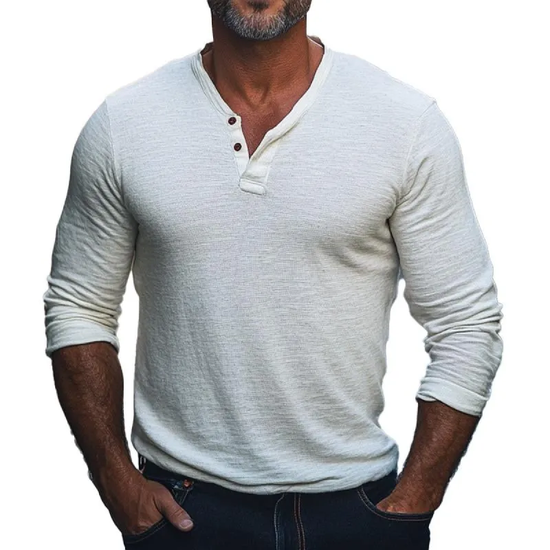 Men's Cotton Blend Henley Neck Long Sleeve T-Shirt 67758506X sold by Manly