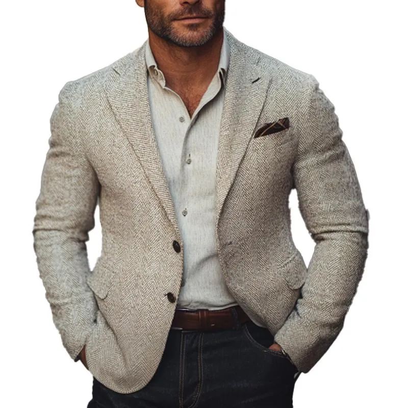 Men's Casual Herringbone Button Blazer 14440980X sold by Manly