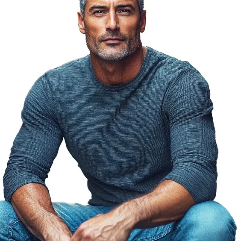 Men's Blended Round Neck Long Sleeve T-shirt 45985322X sold by Manly