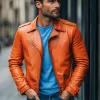 Men's Classic Casual Solid Color Slim Fit Leather Jacket 99443142K sold by Manly