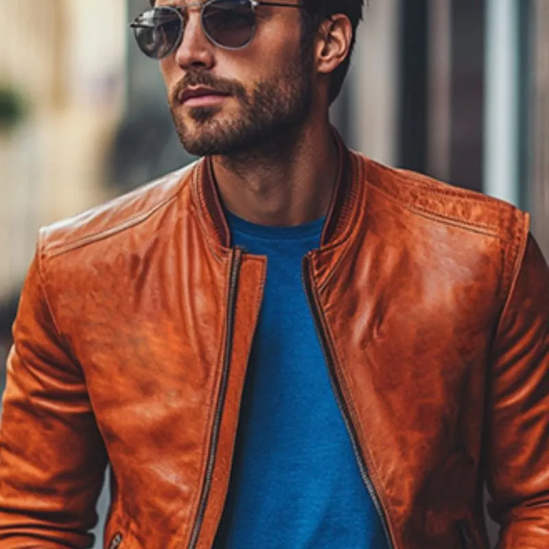 Men's Classic Fashion Casual Slim Fit Leather Jacket 61854764K sold by Manly product image thumbnail 4