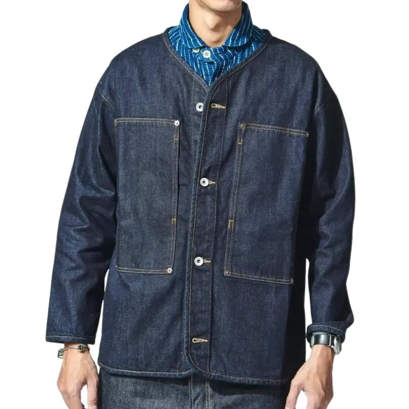 Men's Casual Collarless Denim Jacket 02289519F sold by Manly
