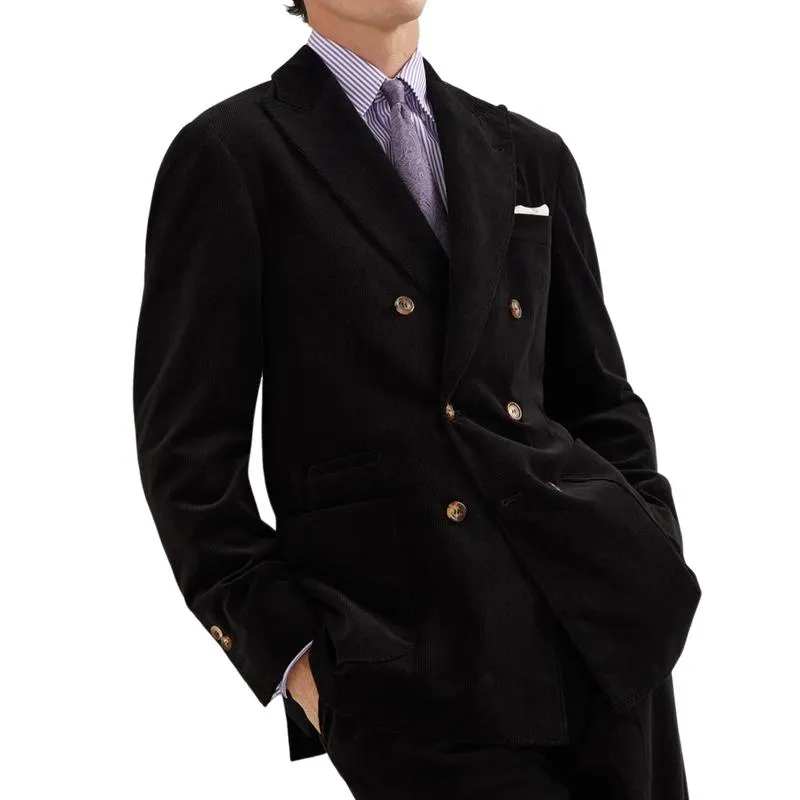 Men's Fitted Classic Corduroy Double-breasted Blazer 47854388F sold by Manly