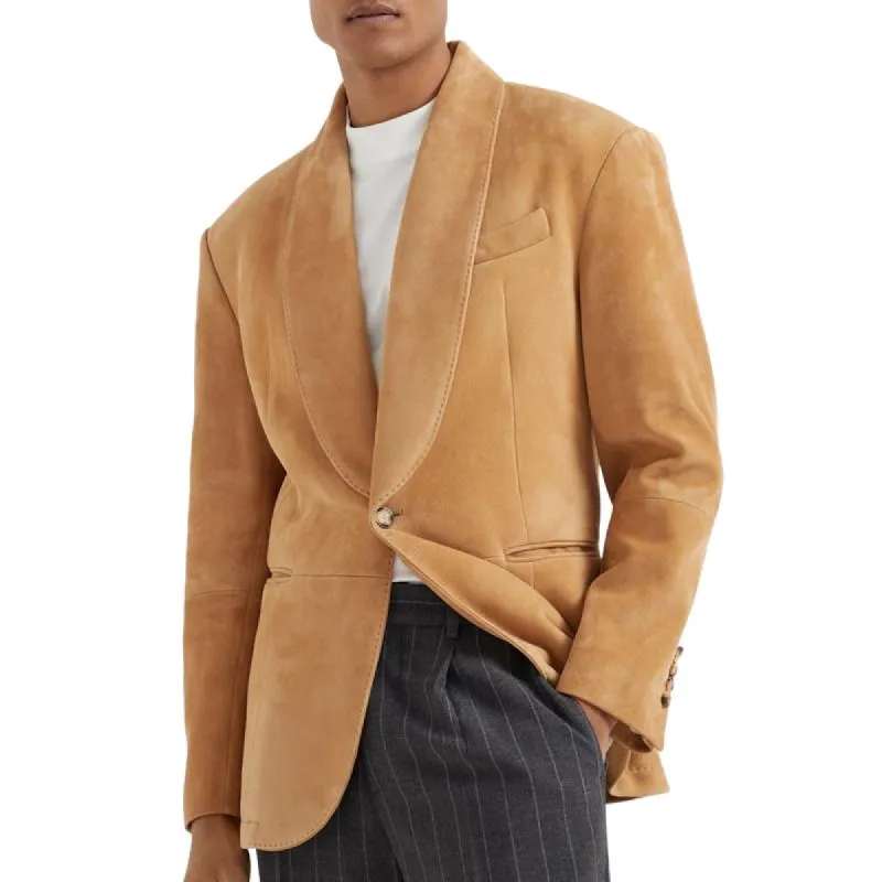Men's Fitted Business Suede Lapel Blazer 33141467F sold by Manly