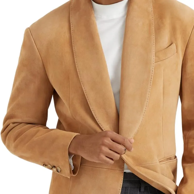 Men's Fitted Business Suede Lapel Blazer 33141467F sold by Manly product image thumbnail 2