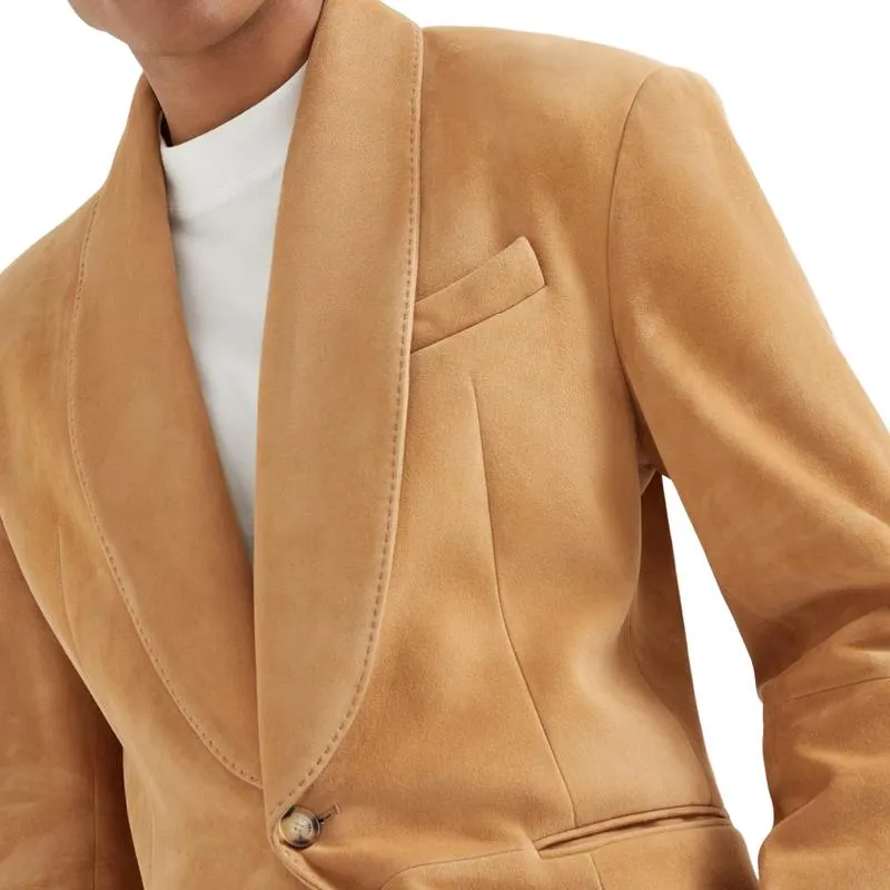 Men's Fitted Business Suede Lapel Blazer 33141467F sold by Manly product image thumbnail 3