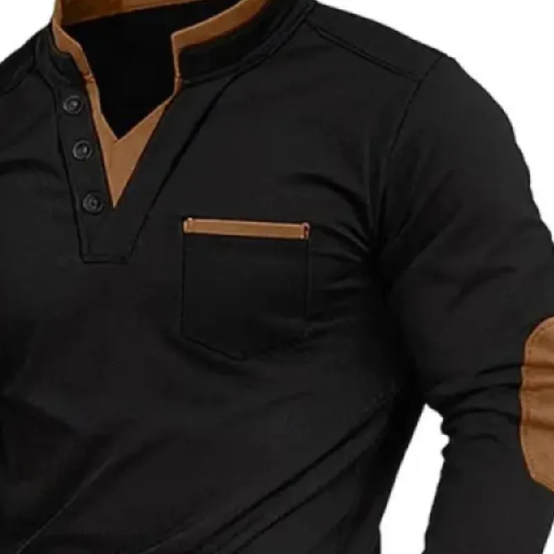 Men's Casual Colorblock Stand Collar Slim Fit Long Sleeve T-Shirt 28278699Y sold by Manly product image thumbnail 2