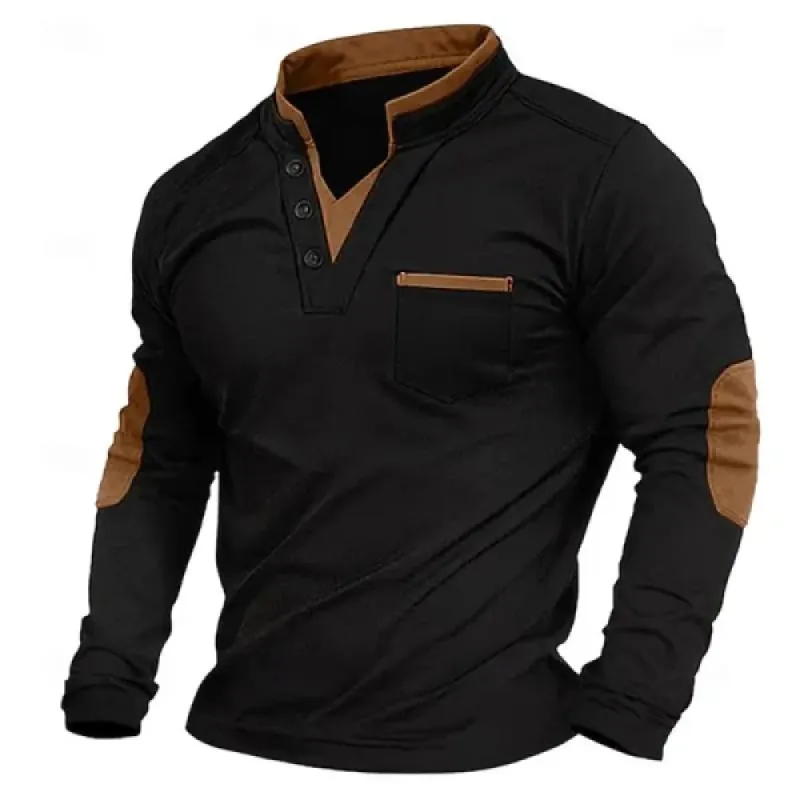 Men's Casual Colorblock Stand Collar Slim Fit Long Sleeve T-Shirt 28278699Y sold by Manly