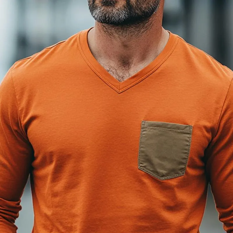 Men's Classic Casual V-Neck Cotton Long Sleeve T-Shirt 97403844K sold by Manly product image thumbnail 3