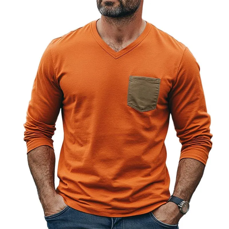 Men's Classic Casual V-Neck Cotton Long Sleeve T-Shirt 97403844K sold by Manly
