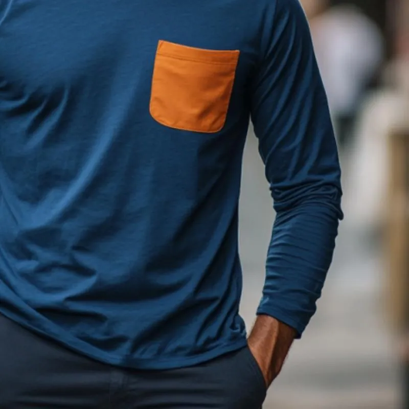 Men's Classic Casual V-Neck Cotton Long Sleeve T-Shirt 69026161K sold by Manly product image thumbnail 5