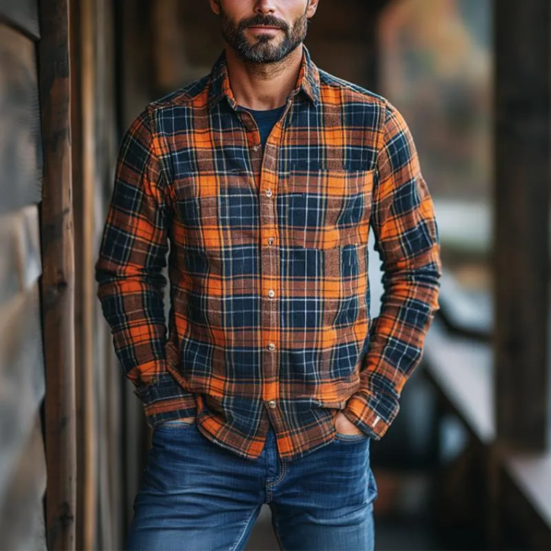 Men's Classic Casual Brushed Plaid Long Sleeve Shirt 43063226K sold by Manly product image thumbnail 2