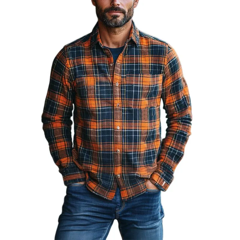 Men's Classic Casual Brushed Plaid Long Sleeve Shirt 43063226K sold by Manly