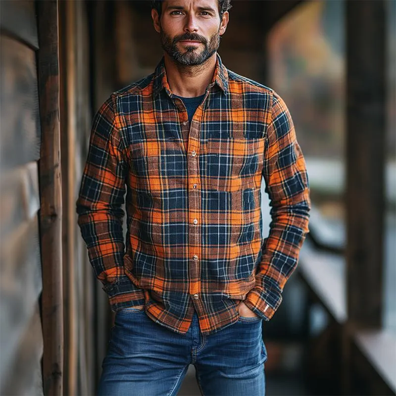 Men's Classic Casual Brushed Plaid Long Sleeve Shirt 43063226K sold by Manly product image thumbnail 3