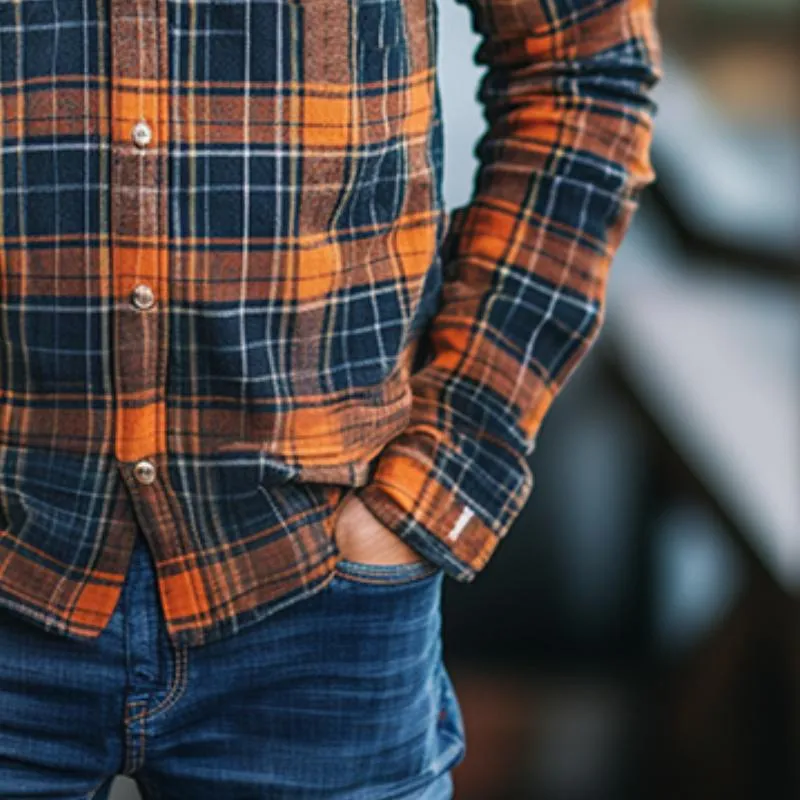 Men's Classic Casual Brushed Plaid Long Sleeve Shirt 43063226K sold by Manly product image thumbnail 5