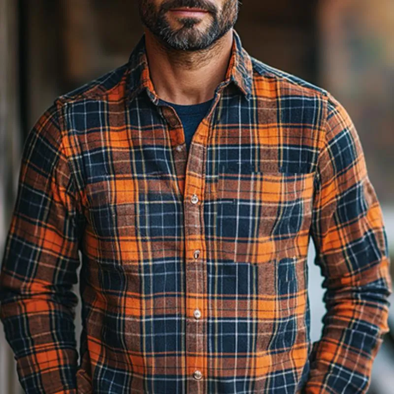 Men's Classic Casual Brushed Plaid Long Sleeve Shirt 43063226K sold by Manly product image thumbnail 4