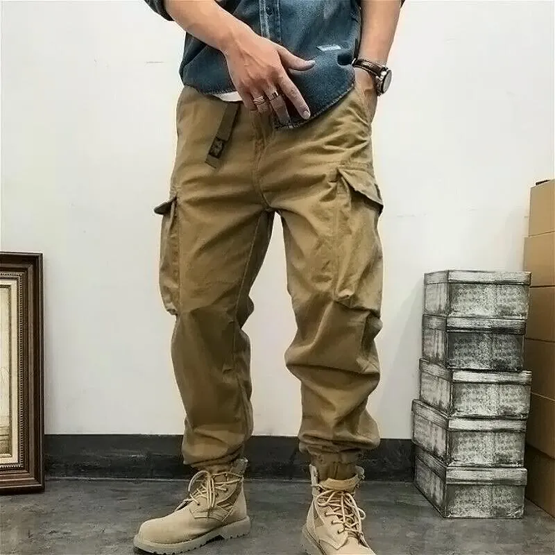 Men's Solid Color Loose Cotton Cargo Pants 41844598Z sold by Manly product image thumbnail 2