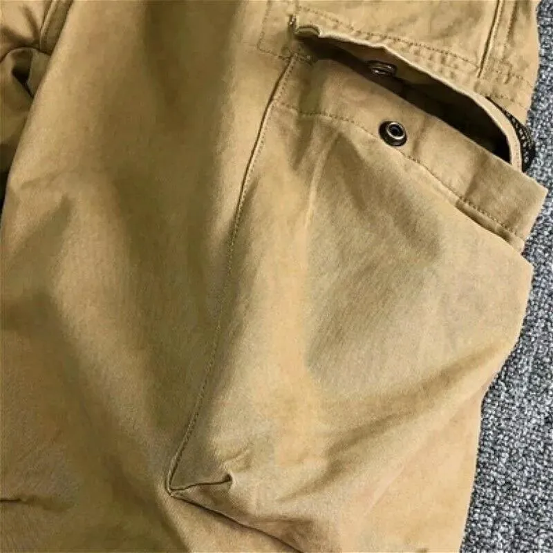Men's Solid Color Loose Cotton Cargo Pants 41844598Z sold by Manly product image thumbnail 5