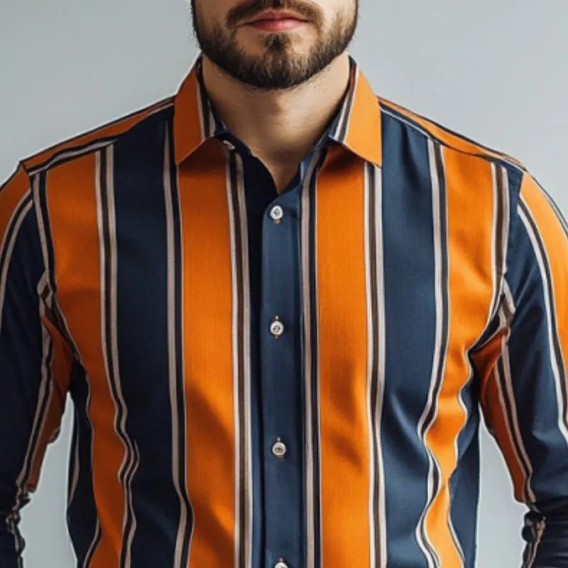Men's Classic Casual Contrast Stripe Long Sleeve Shirt 40683894K sold by Manly product image thumbnail 4