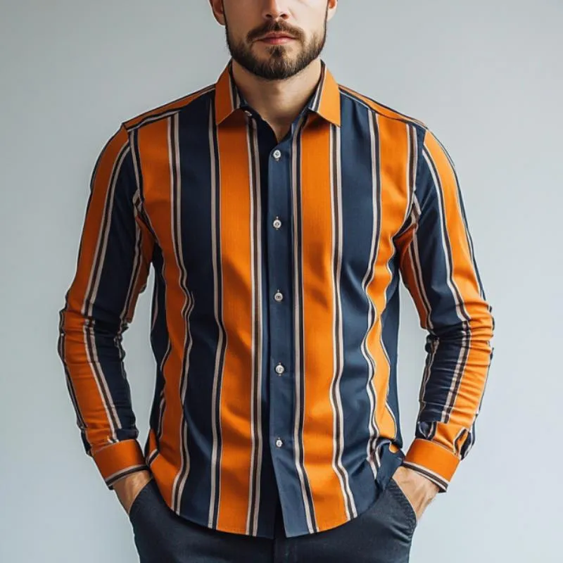 Men's Classic Casual Contrast Stripe Long Sleeve Shirt 40683894K sold by Manly product image thumbnail 2