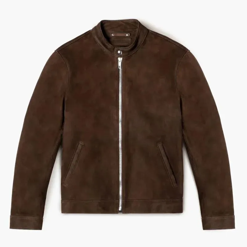 Men's Solid Color Suede Stand Collar Zipper Jacket 14213264Z sold by Manly product image thumbnail 5