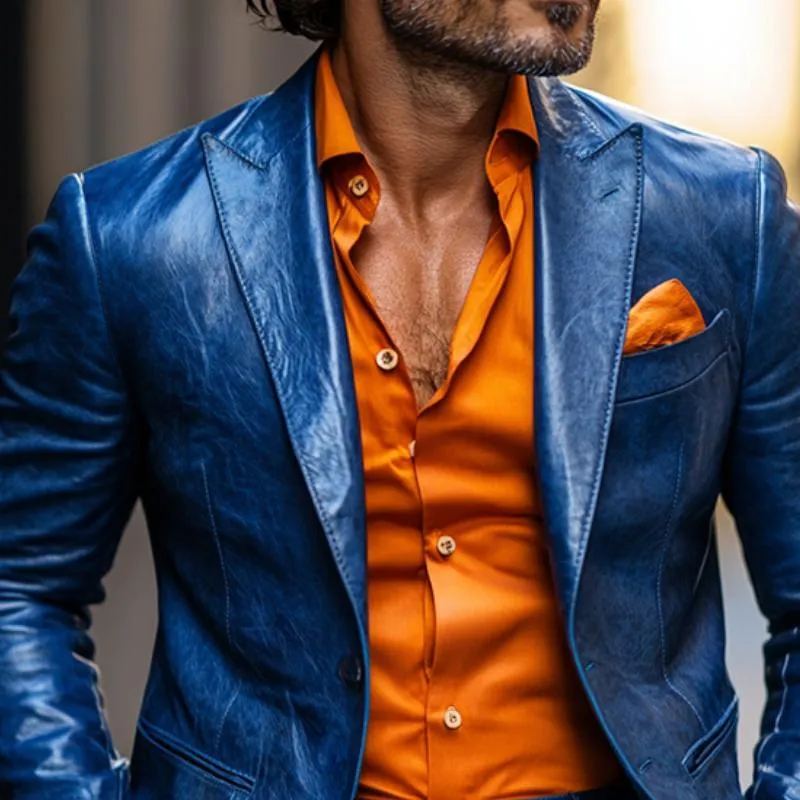 Men's Classic Casual Slim Fit Textured Leather Blazer 36646425K sold by Manly product image thumbnail 3