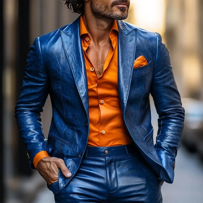 Men's Classic Casual Slim Fit Textured Leather Blazer 36646425K sold by Manly product image thumbnail 2