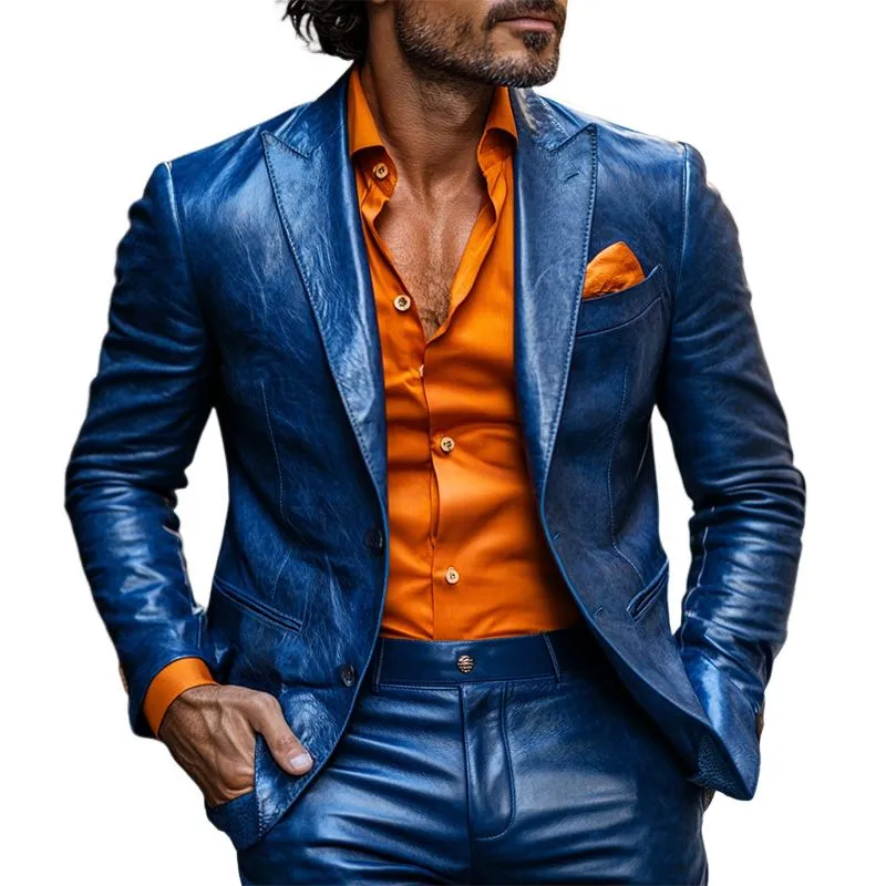 Men's Classic Casual Slim Fit Textured Leather Blazer 36646425K sold by Manly